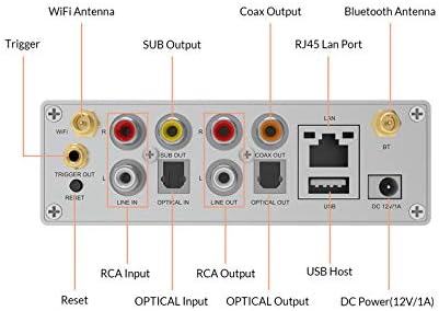 Arylic Up2stream S50 Pro+, Receiver Audio WiFi e Bluetooth, Preamplifier aptX HD con ESS Sabre Dac AKM ADC Multiroom/multizone