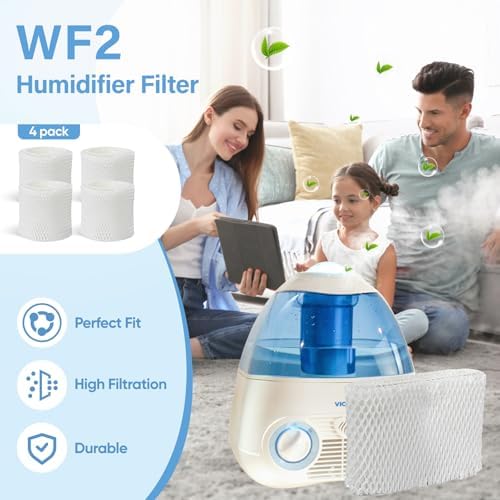 4 Pack WF2 Humidifier Wick Filter Replacement for Vicks Kaz V3500N V3700 V3100 V3900 Sunbeam 1118 1119 Series for Honeywell HCM-300T HCM-315T