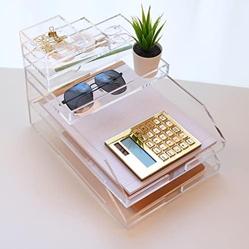 Acrylic Calculator with Stand, Battery and Solar Hybrid Powered Basic Calculator 12-Digit LCD Display,Home Office Desktop Accessories(Silver)