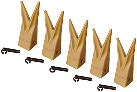 Backhoe Bucket Cat Style Tiger Teeth with pins & retainers, Set of 5, 1U3202WTL