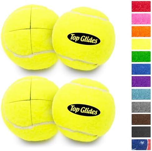 Top Glides Precut Walker Tennis Ball Glides - Yellow - 2 Pairs