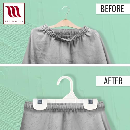 Mainetti 8in White Kids Pants Hangers with Non-Slip Clips (100 Pack)