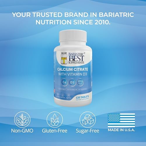 Bariatric Calcium Citrate with Vitamin D3 | 600mg | Higher Dose Than Most Competitors | Post-Bariatric Surgery | Gastric Bypass & Sleeve | ASMBS