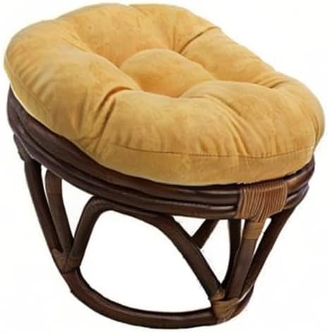 Pemberly Row Rattan Footstool Frame, 12" H x 18" W x 18" D, Dual Stain Finish, Solid Rattan Base, Indoor Use, Versatile Option for Chair