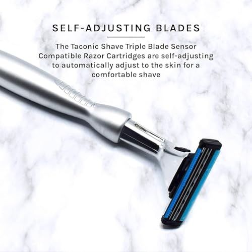 Taconic Heavyweight Sensor-Compatible Triple Blade Pivot Razor | Heavyweight Pivoting Handle Accepts Sensor And Sensor Excel Cartridges And Includes