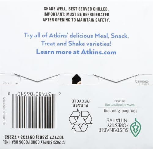 Atkins Dark Chocolate Royale Protein-Rich Shake. Rich and Creamy with Protein. Keto-Friendly and Gluten Free. (4 Shakes), 11 Fl Oz