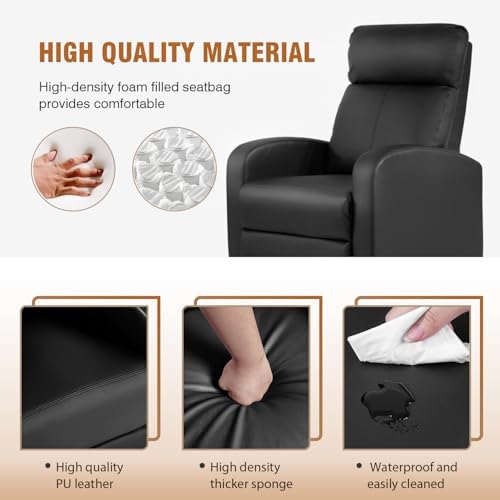 FDW Recliner Chair Push Back Sofa Home Theater Seating with Lumbar Support and Leather Padded Seat Backrest for Living Room | Lounge Chair With