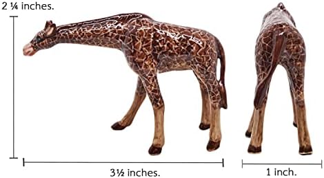 WitnyStore Tiny 2¾" Brown Standing Look Right Giraffe Figurine - Miniature Hand Made Ceramic Giraffes Tropical Savanna Africa Wild Life Cute Animals Porcelain Decorative Collectible Figure Décor Gifts