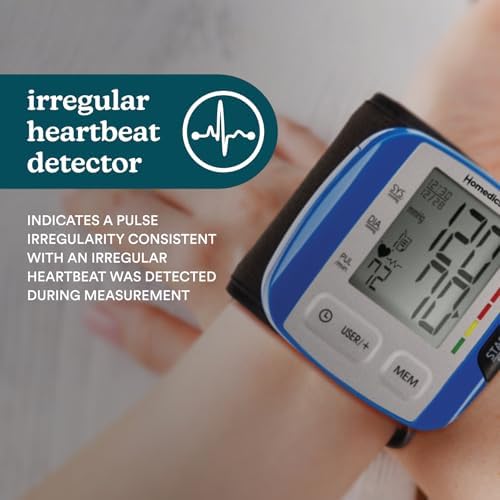 HoMedics Blood Pressure Monitor, Automatic Wrist Blood Pressure Machine with Easy One-Touch Operation, Stores up to 30 Readings for 2 Users