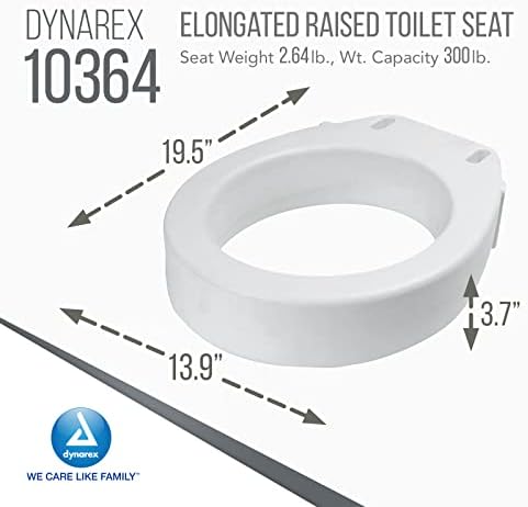 Dynarex Elongated Raised Toilet seat Without arms, Portable