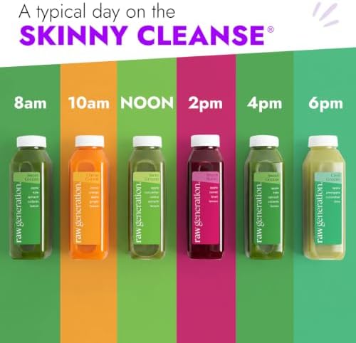 Raw Generation Skinny Juice Cleanse, 5-Day, 30 Cold-Pressed Juice Bottles | Clean ingredients, no added sugar or sweeteners, fruit & vegetable blends, 19g daily protein, at-home reset, cravings support