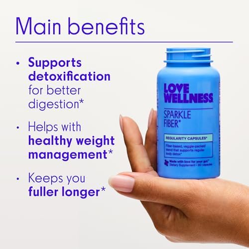 Love Wellness Sparkle Fiber| Fiber Supplement with Digestive Enzymes| 90 Ct