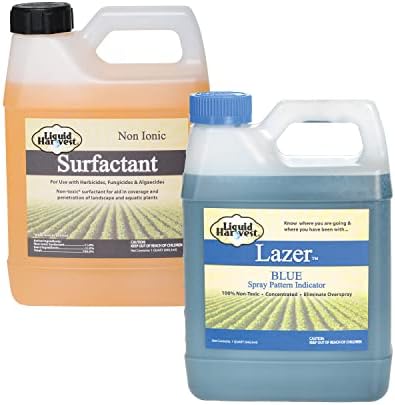 Liquid Harvest Lazer Blue Concentrate Spray Pattern Indicator 32 Ounce & Liquid Harvest Surfactant for Herbicides Non-Ionic 32 Ounce