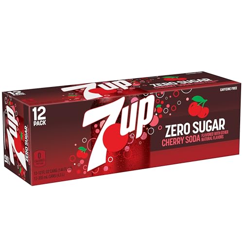 7UP Cherry Zero Sugar Soda, 12 fl oz cans, 12 pack