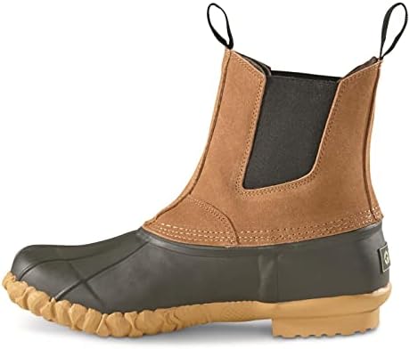 Guide Gear Men’s Pull On Insulated Leather Duck Boots Waterproof Rain Shoes, 400 Gram