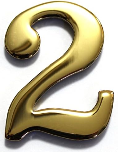 2" Solid Brass Mailbox Number #2 / Better Box Mailboxes Two Inch Tall Numbers with 3M Peel and Stick Auto Grade Adhesive - Clear Coat Sealed
