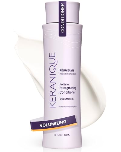 Keranique Volumizing Keratin Conditioner for Thinning Hair, Hair Regrowth | Keratin Amino Complex, Free of Sulfates, Dyes and Parabens, 8 Fl Oz | Volumizes Hair