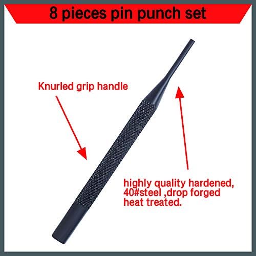 HORUSDY 8 Pieces Pin Punch Set, Kit Removing Repair Tool with Holder for Automotive, Watch Repair,Jewelry and Craft