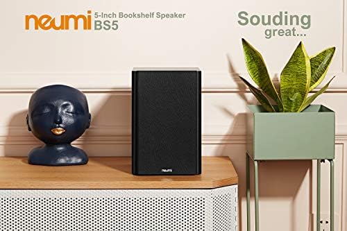 NEUMI BS5 Passive Bookshelf Speakers, 5-Inch Woofer, Dark Wood, 1 Pair