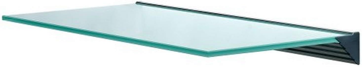 LTL Home Products GL9020CLKIT Wallscapes Glacier Floating Glass Wall Shelf Kit, 8" x 36", Clear Glass
