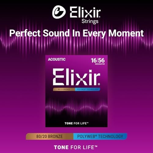 Elixir Strings, Acoustic Guitar Strings, 80/20 Bronze with POLYWEB Technology, Longest-Lasting Warm Tone with Comfortable Feel, 6 String Set