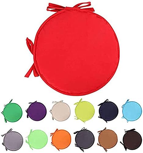 Indoor/Outdoor Chair Pads Round Seat Cushions Garden Patio Home Cushions - Diameter 38cm (2pcs,Red)