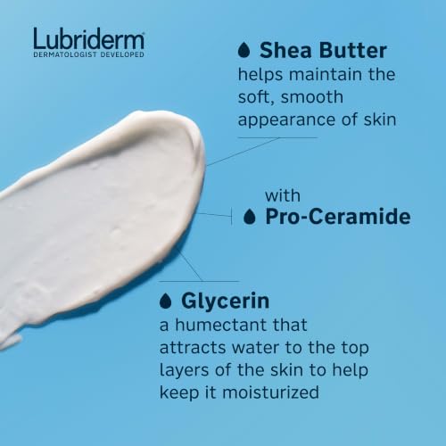 Lubriderm Daily Moisture Body Lotion, Fragrance Free, 24 fl. oz | Hydrating Face, Hand & Body Lotion + Pro-Ceramide for Sensitive Skin, 24-Hour Moisturizer with Shea Butter, Non-Greasy