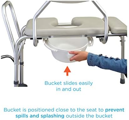 NOVA Padded Transfer Bench with Commode for Bath & Shower - Slide Transfer Chair for Seniors, Handicap & Medical Use, Adjustable Height