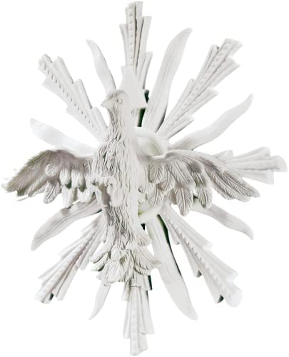 Design Toscano Mystical Snowy Owl Bird Indoor/Outdoor Wall Frieze Sculpture, Medium, 19 inches wide, 11 inches tall, Cast Stone Resin, White Finish