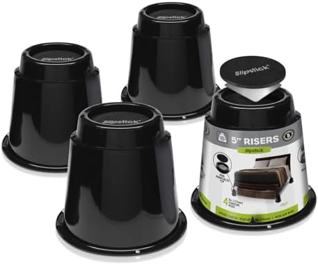 Slipstick CB672 Premium 3 Inch Bed Risers/Furniture Raisers with Steel Reinforced Caster Wheel Holder Top, Lifts Height 3" (4 Pack) Supports 2