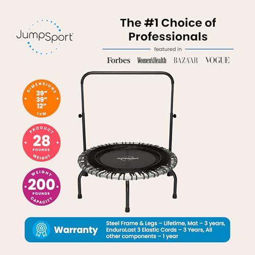 JumpSport 39” Premium Fitness Trampoline for Adults, Model 350i