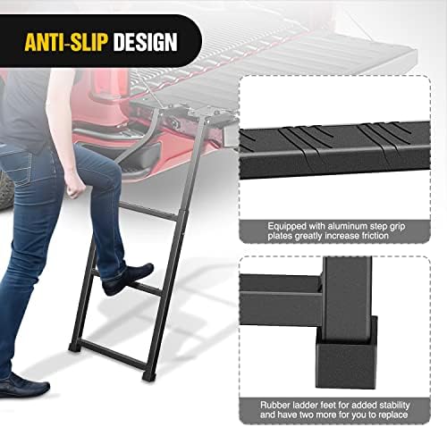 Nilight Aluminum Slip-Proof Nerf Steps 2Pcs Black for Pickup Trucks | Drilling required Universal Side Step Side Hoop Steps Nerf Bars Assembly for Chevy (Chevrolet) Ford Toyota GMC Dodge RAM