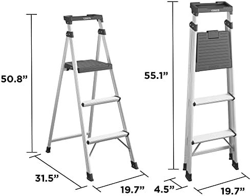 COSCO 2 Step Lite Solutions Folding Step Stool, Aluminum/Black