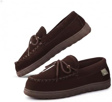 Cloud Nine Sheepskin Men's Moccasin Slippers - Classic Comfortable Slip-On Slippers for Men with Removable Insole