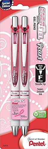 Pentel Pink BCA EnerGel Pearl RTX Retractable Gel Pen, 0.7mm (BL77WBP2PP)