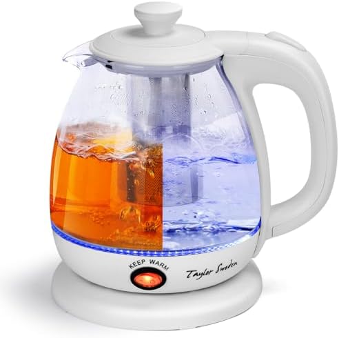 Taylor Swoden Electric Kettle with Tea Infuser, 1L Small Electric Tea Kettle with Keep Warm, LED Light Hot Water Boiler & Heater for Coffee & Teas