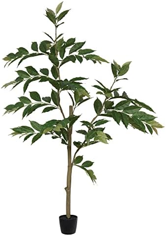 Vickerman 7' Realistic Potted Artificial Green Nandina Tree with 356 Leaves - Large Faux Indoor Tree for Artificial Plants and Fake Plants - Maintenance Free