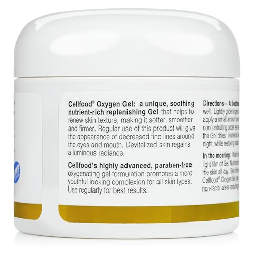 Cellfood Oxygen Gel, 2 fl oz - Nutrient Rich - Provides Moisture & Protection, Decreases Appearance of Fine Lines - Aloe Vera, Lavender Blossom Extract, Cellfood & Glycerine - Hypoallergenic, Non-GMO