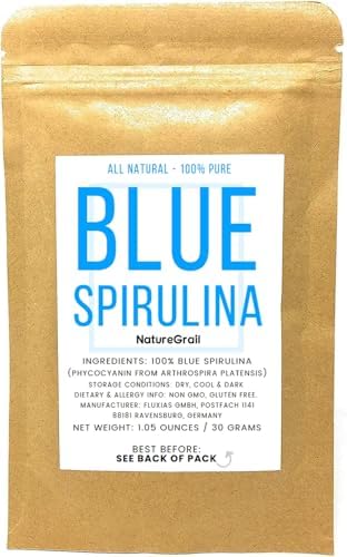 Blue Spirulina Powder - 100% Pure Phycocyanin - Deep Blue Food Coloring - Arthrospira Platensis - Net Weight: 1.05oz/30g