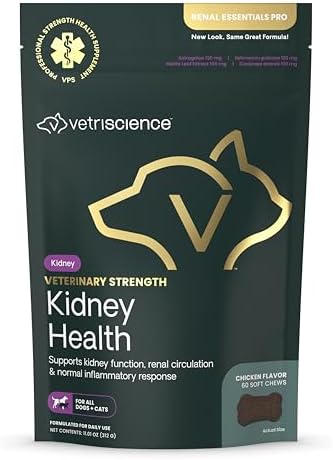 Vetriscience Veterinary Strength Kidney Health Chews - Balanced Kidney Support for Pets - Feline & Canine Renal Support - Holistic Formula - Chicken