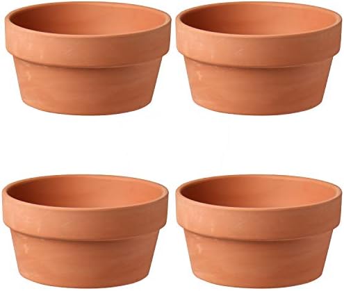 Briful 4 Shallow Terracotta Pots 5.5"x2.8" Flower Pots Clay Pottery Planter with Drainage Hole - Great for Cactus, Succulent Plants and Crafts