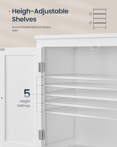 SONGMICS HOME Freestanding Storage Cabinet, Floor Cabinet with Elevated Legs, Metal Handles, for Living Room, Kitchen, Bathroom, Green