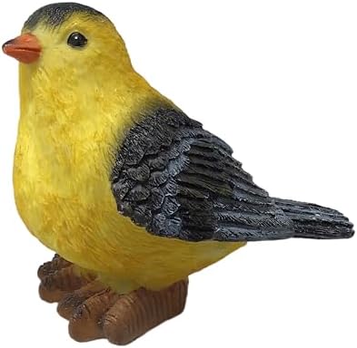 BANBERRY DESIGNS Goldfinch Bird Figurines Set of 3, Hand-Painted Polystone Birds in 3 Poses, Small Decorative Bird Statues for Home, Garden, Mantel, Shelf and Spring Decor, 3 Inch