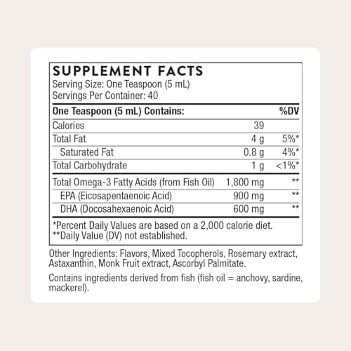 THORNE - Omega Superb - Fish Oil Liquid Supplement with EPA & DHA - Supports Brain, Skin