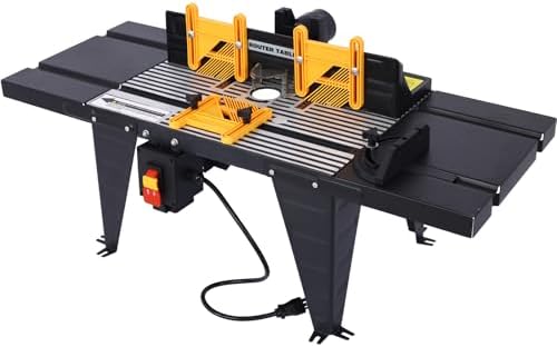Universal Benchtop Router Table with Adjustable Fence, Steel Stand & Precision Routing for Woodworking – Craftsman Electric Router Table Tool (Black)