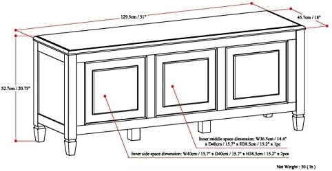 SIMPLIHOME Connaught 51" Wide Solid Wood Trunk Bench in Natural