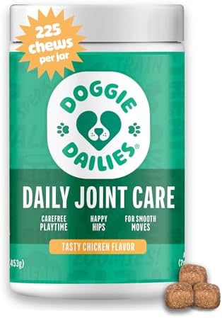 Doggie Dailies Hip & Joint Chews for Dogs, Chicken, All Breeds, 225 Count | Glucosamine & Chondroitin Supplement, Supports Joint Health & Mobility, Soft Chews for Dogs of All Breeds & Sizes