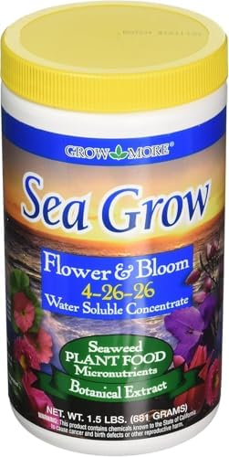 Grow More Sea Grow Flower & Bloom (4-26-26) - 1.5lbs of Seaweed Fertilizer for Plants - Water Soluble Fertilizer for Vegetables & Fruits - High Phosphorus Flower Food w/Seaweed Extract for Plants