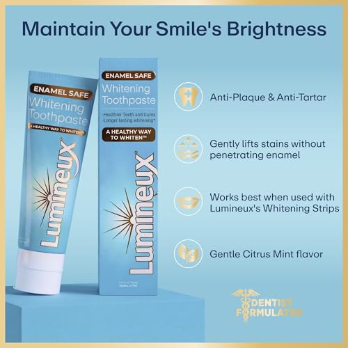 Lumineux Teeth Whitening Toothpaste, Peroxide Free, 3.75 oz, 2 Pack | Enamel safe, fluoride free, alcohol free, no artificial colors, SLS free, dentist formulated, gentle for sensitive smiles