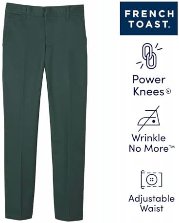 French Toast Boys' Adjustable Waist Relaxed Fit Twill Pant | school uniform pants, no need to iron, double knees for durability, typically fit boys ages 2-14